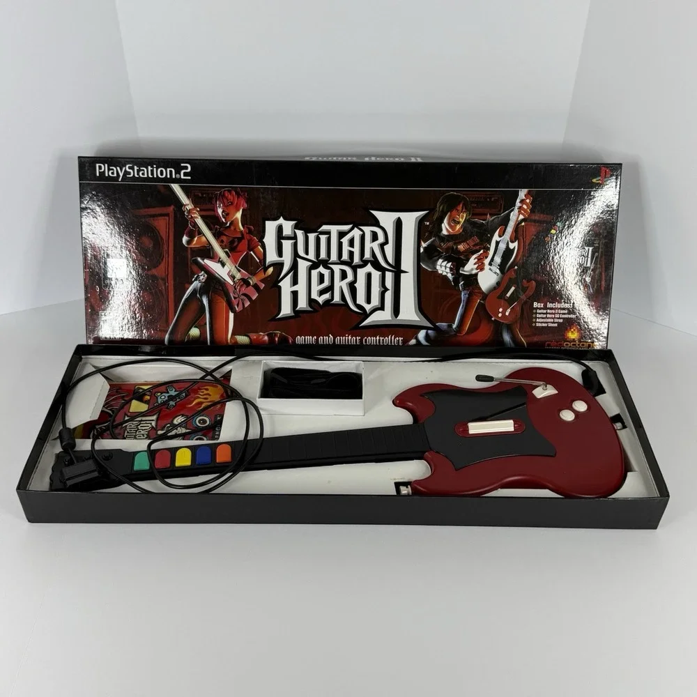PS2 PlayStation 2 Guitar Hero 2 Red Octane Wired Controller With Box NO GAME